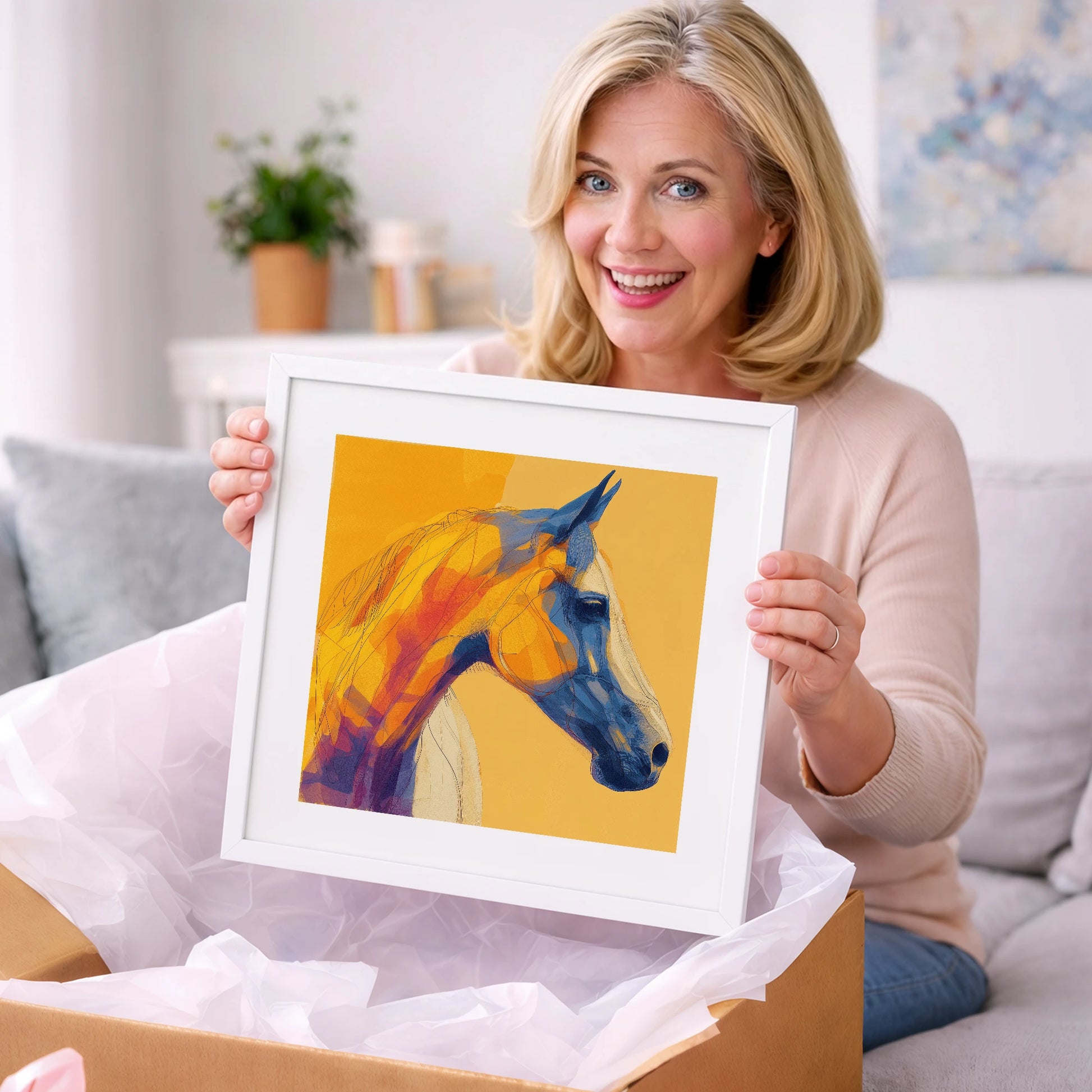 Cobalt and Amber Profile - horse portrait art gift idea for horse lovers