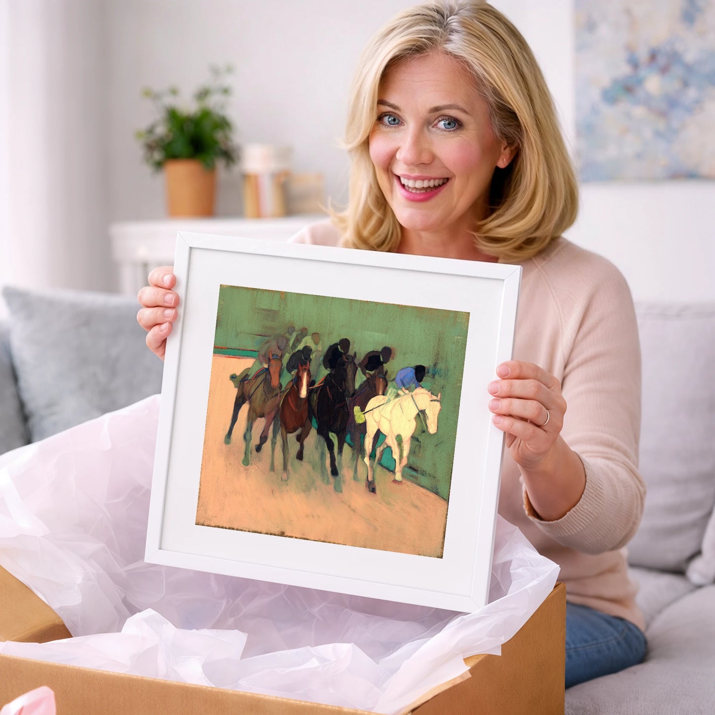 The Front Runners - racing horse art gift idea for horse lovers