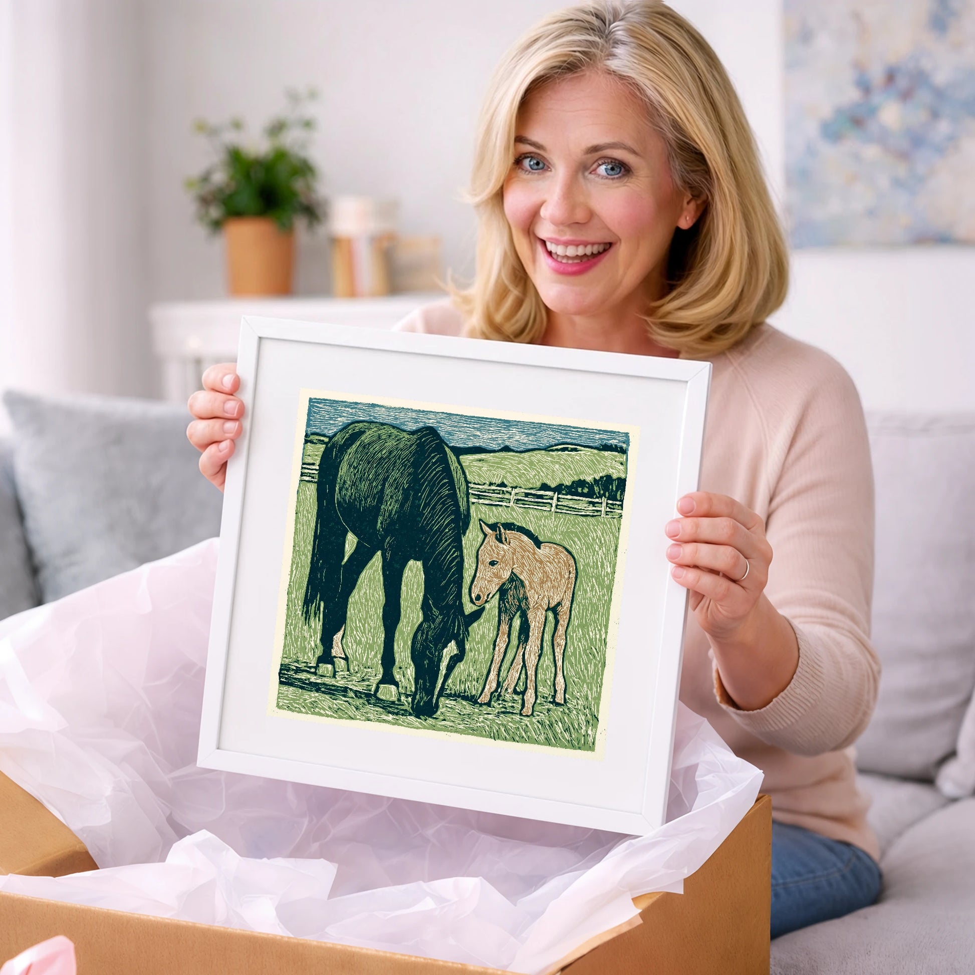 Rustic Pasture Companions - mare & foal art gift idea for horse lovers