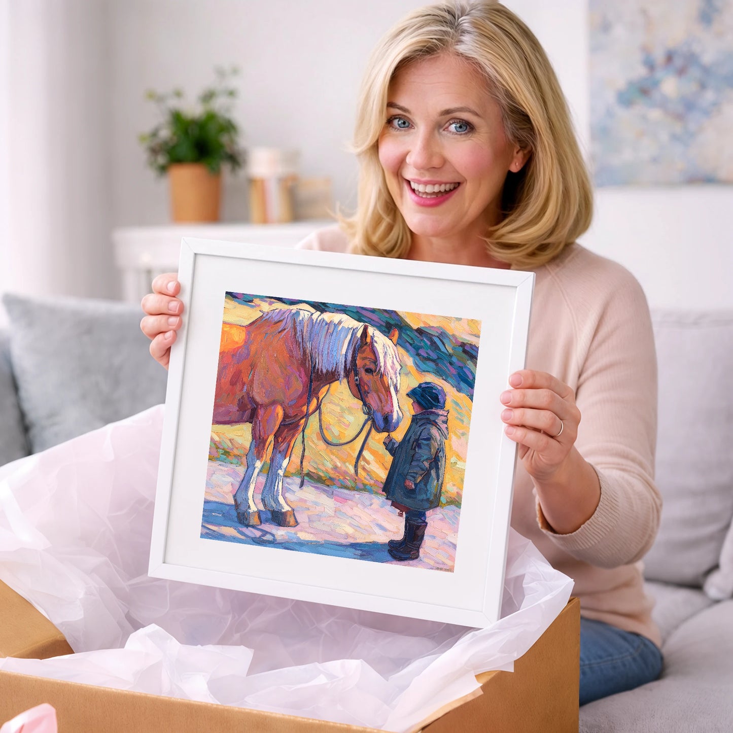 A Gentle Exchange - horse & rider art gift idea for horse lovers