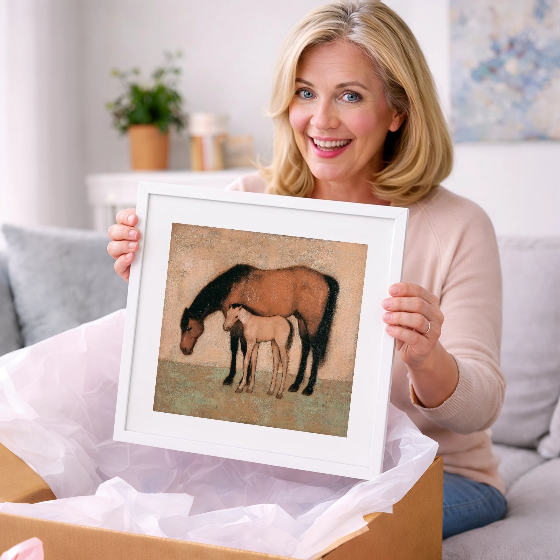 Quiet Pasture Bond - mare & foal art gift idea for horse lovers