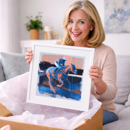 Cobalt Stride - racing horse art gift idea for horse lovers