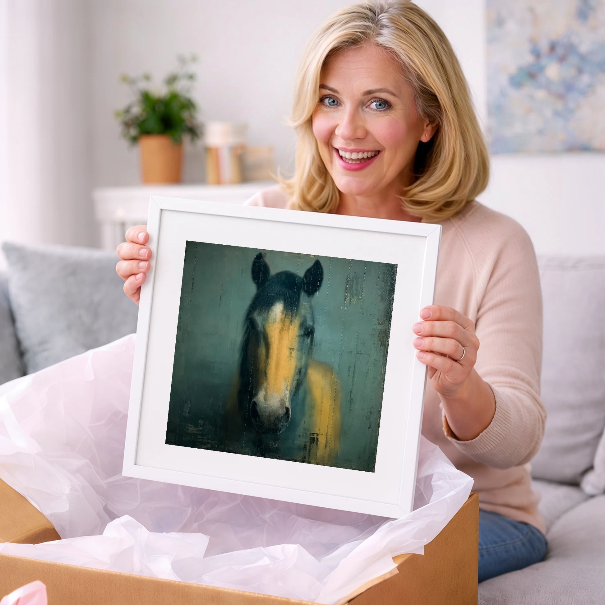 Ochre and Slate - horse portrait art gift idea for horse lovers