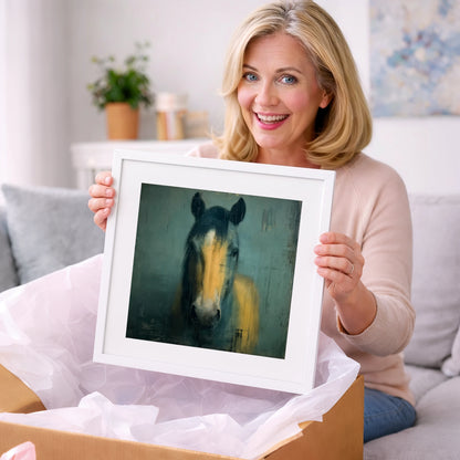 Ochre and Slate - horse portrait art gift idea for horse lovers