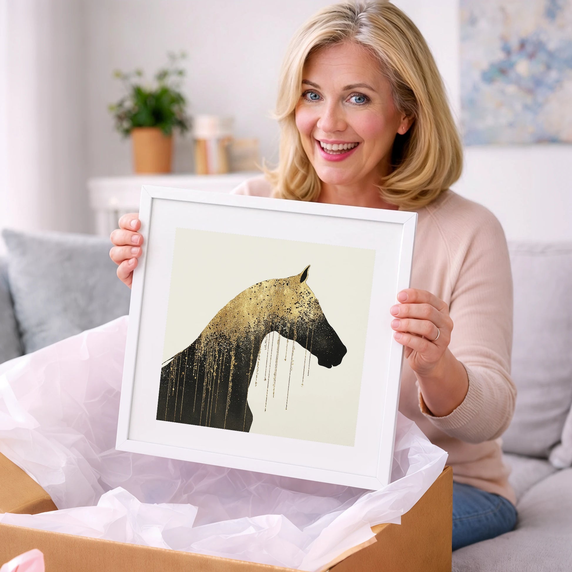Gilded Equine Silhouette - horse breed art gift idea for horse lovers