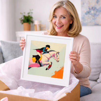 Technicolour Showjumper - show jumping horse art gift idea for horse lovers