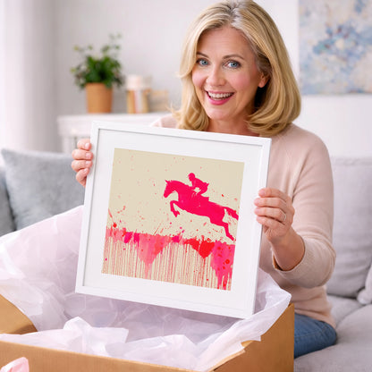 Magenta Flight - show jumping horse art gift idea for horse lovers