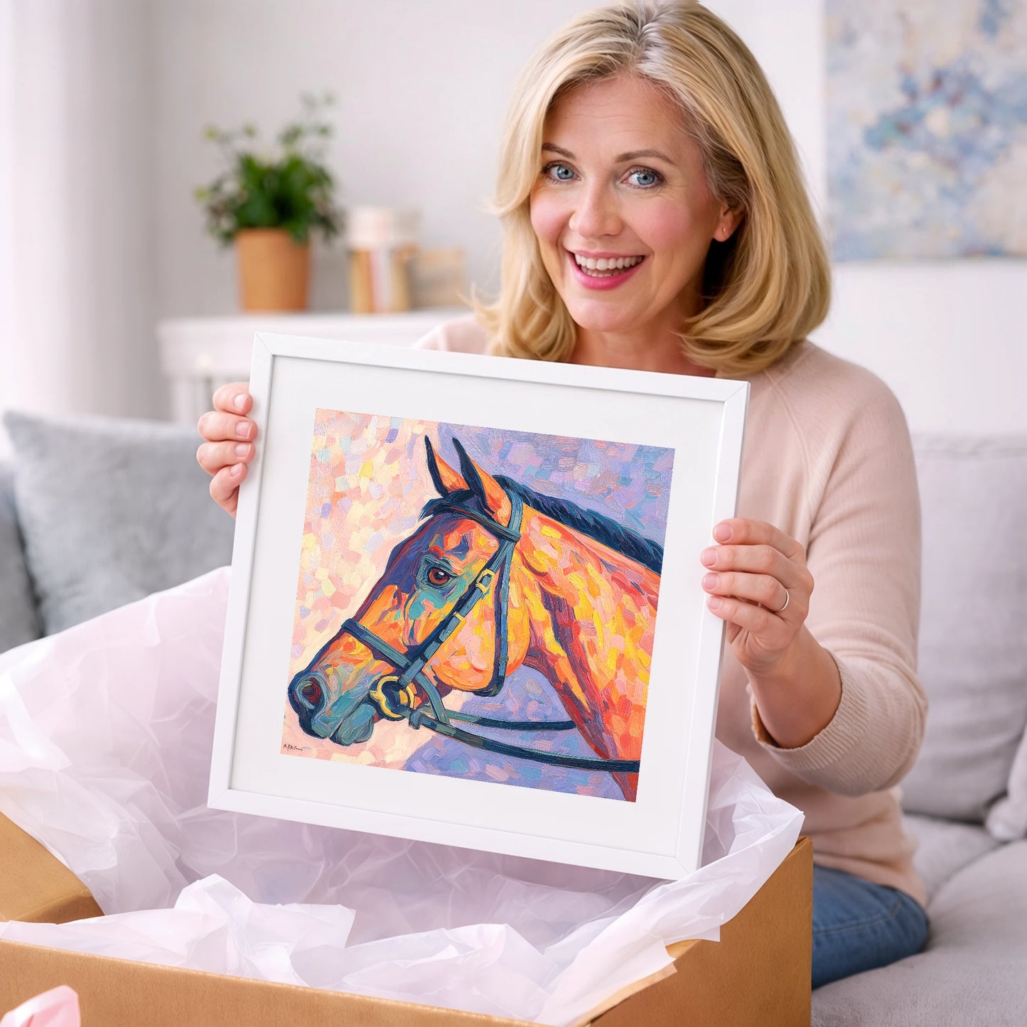 Vivid Equine Gaze - racing horse art gift idea for horse lovers