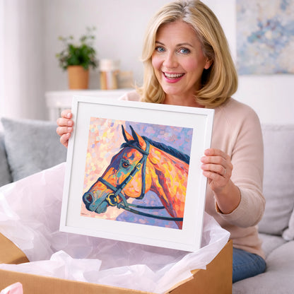 Vivid Equine Gaze - racing horse art gift idea for horse lovers