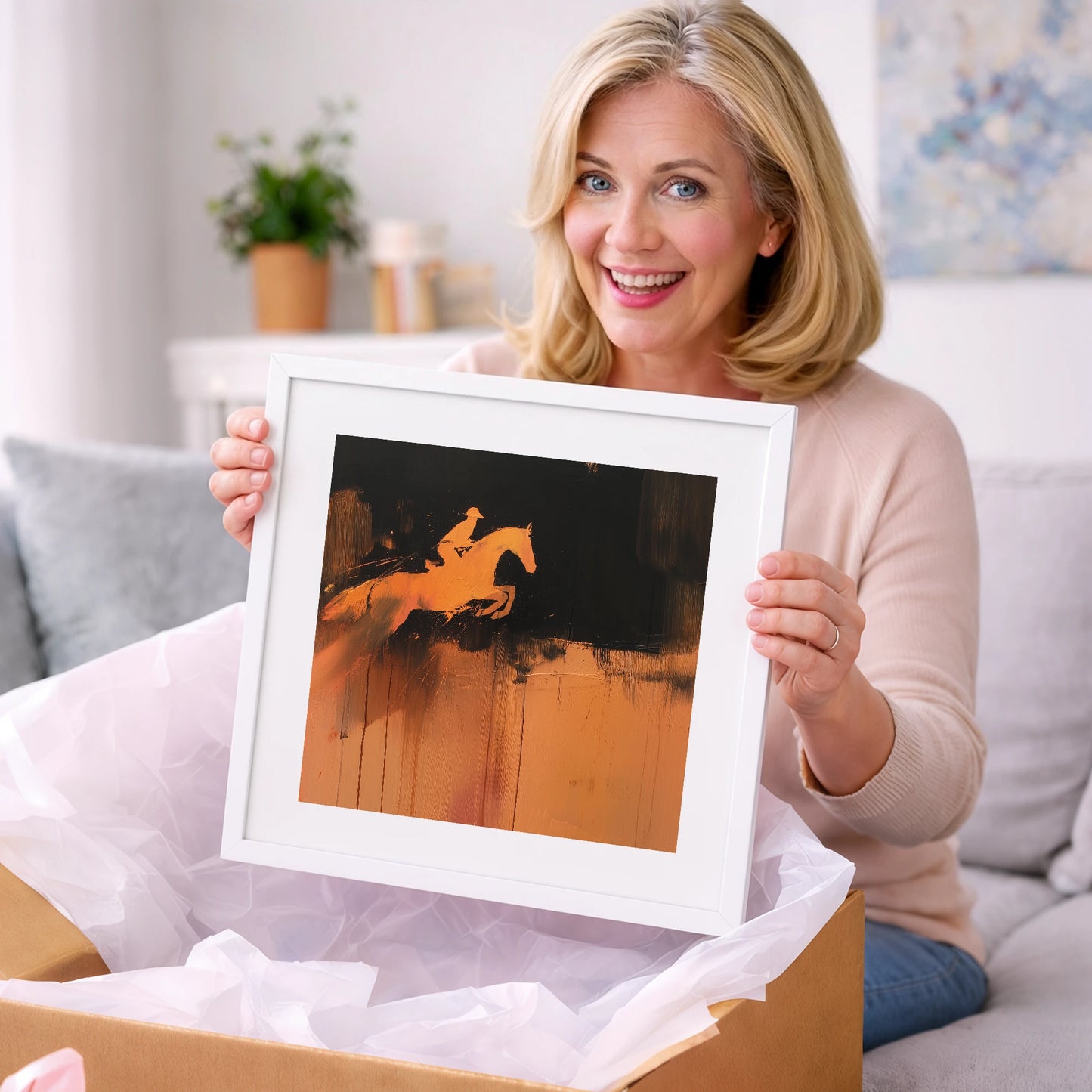 The Amber Leap - show jumping horse art gift idea for horse lovers