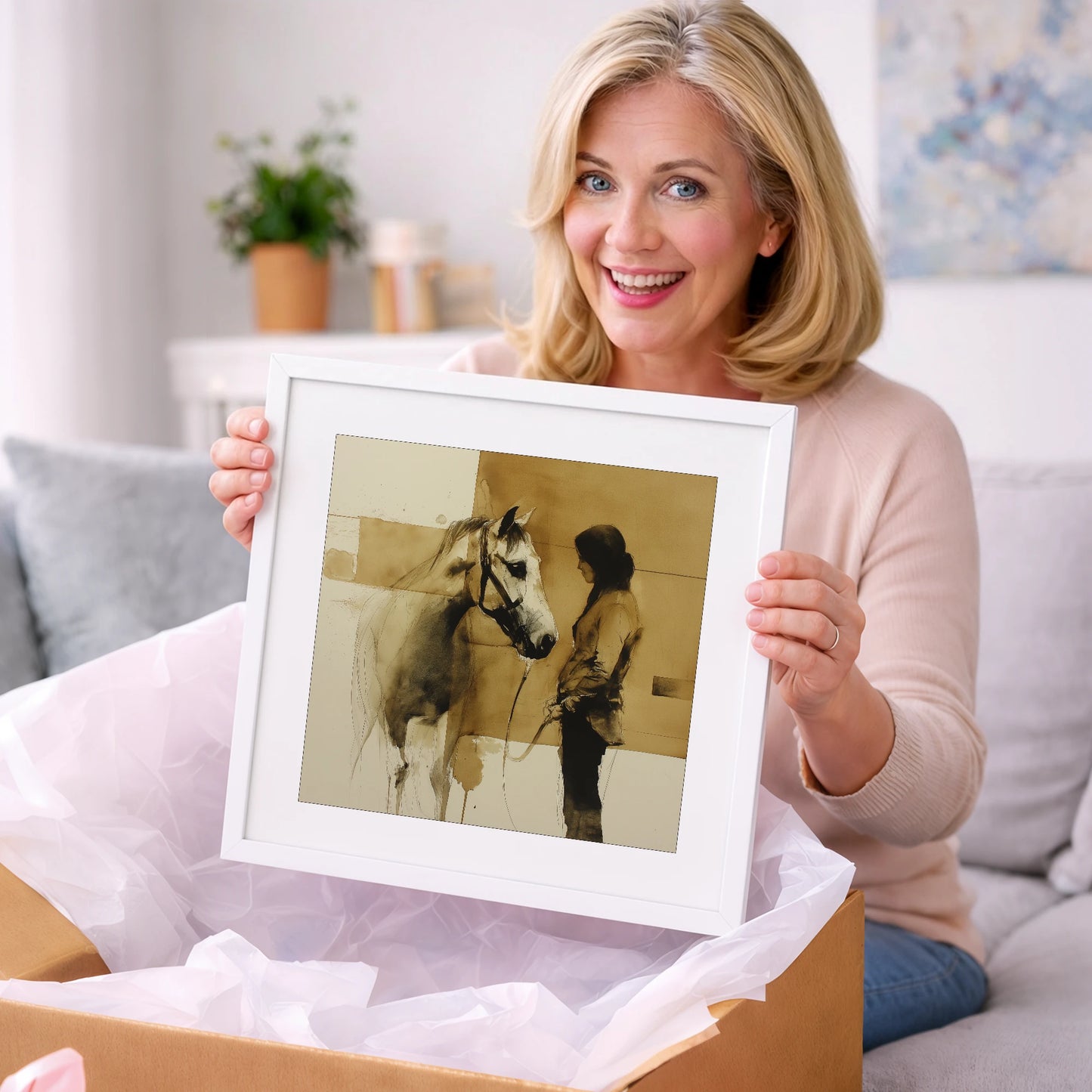 Silent Dialogue - horse & rider art gift idea for horse lovers