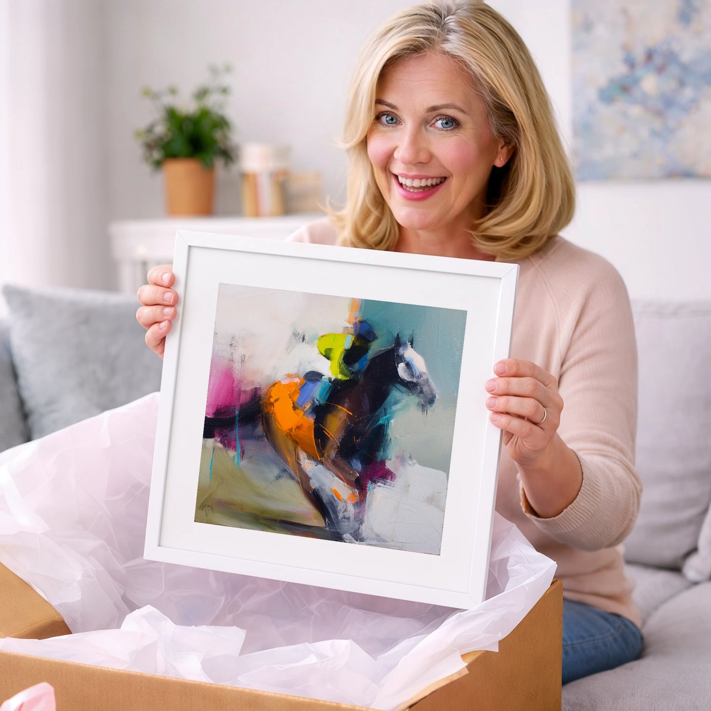 Technicolour Gallop - racing horse art gift idea for horse lovers