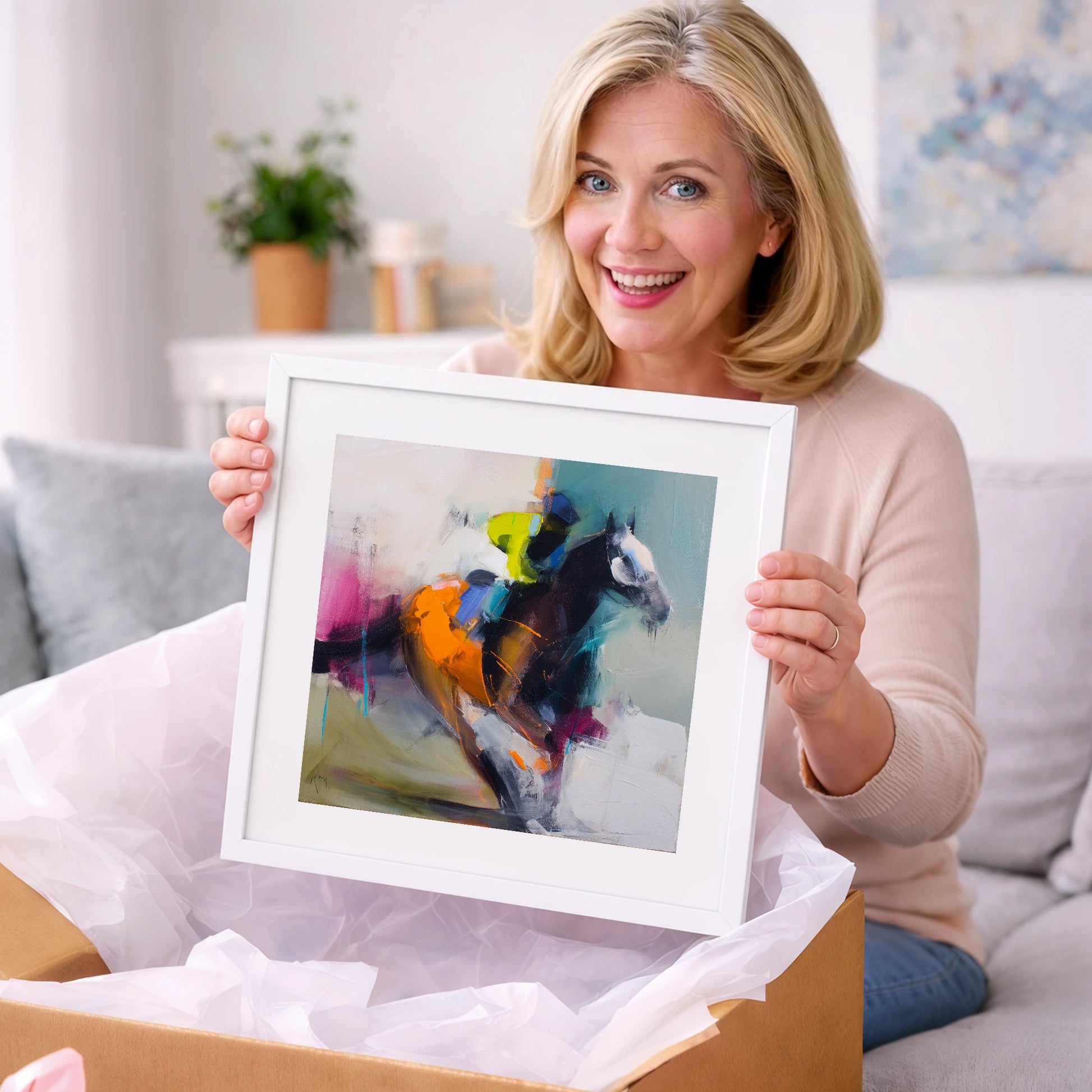 Technicolour Gallop - racing horse art gift idea for horse lovers