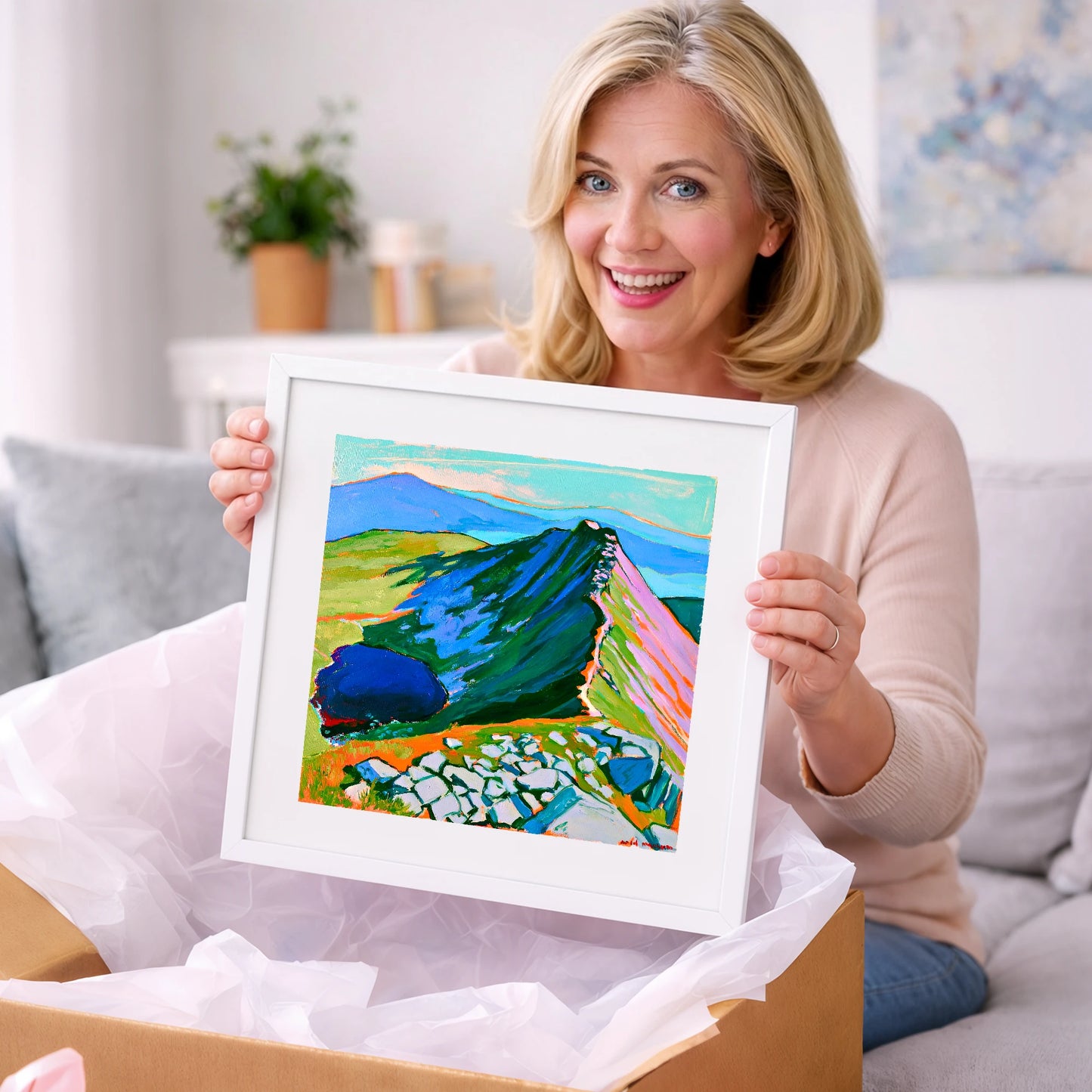 Vibrant Mountain Ridge And Tarn - horse landscape art gift idea for horse lovers