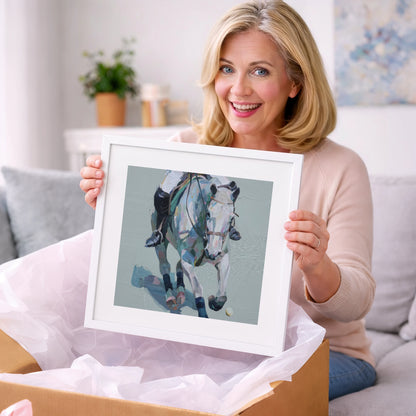 Pastel Polo Charge - polo horse art gift idea for horse lovers