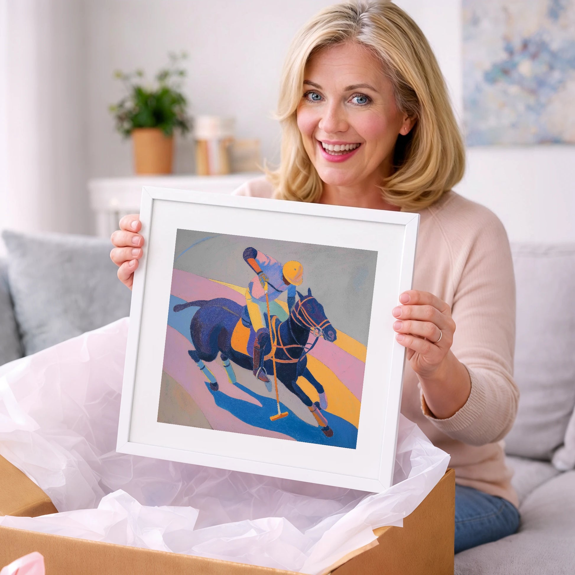 Vibrant Polo Charge - polo horse art gift idea for horse lovers