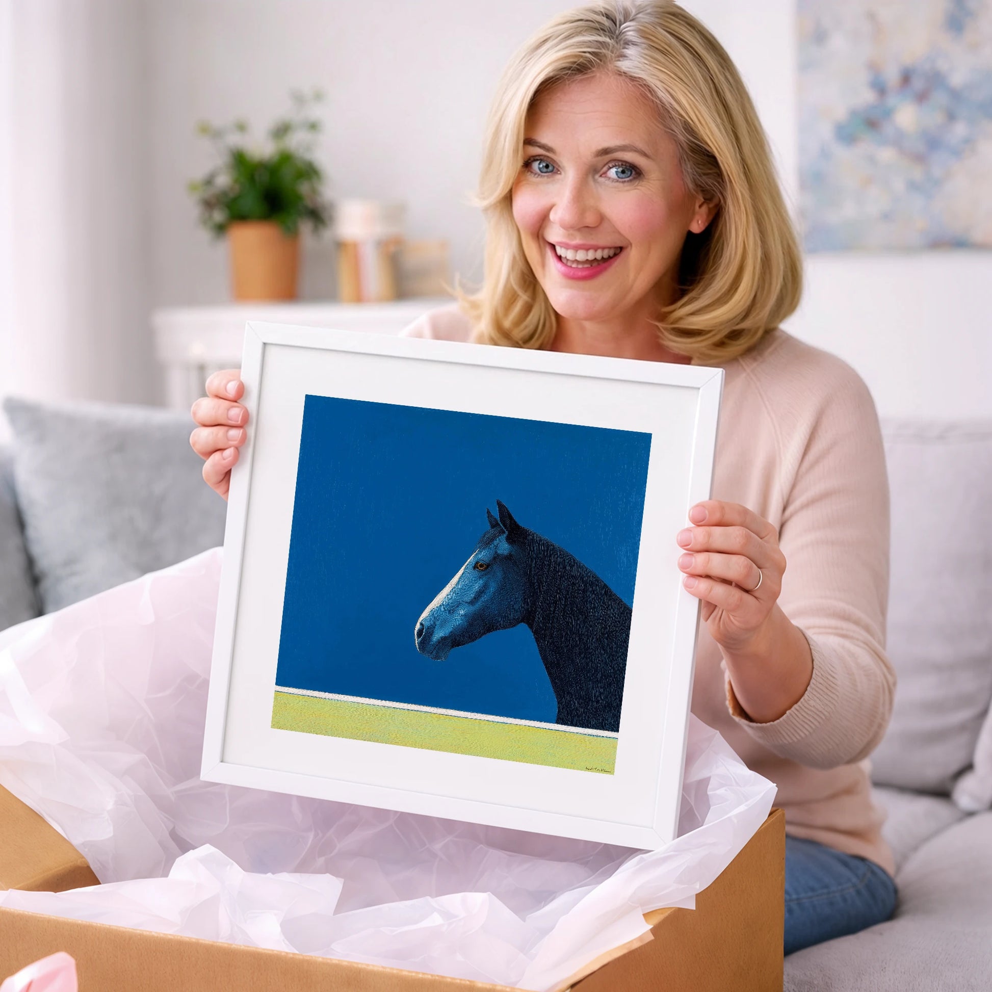 Midnight Blue Blaze - horse portrait art gift idea for horse lovers