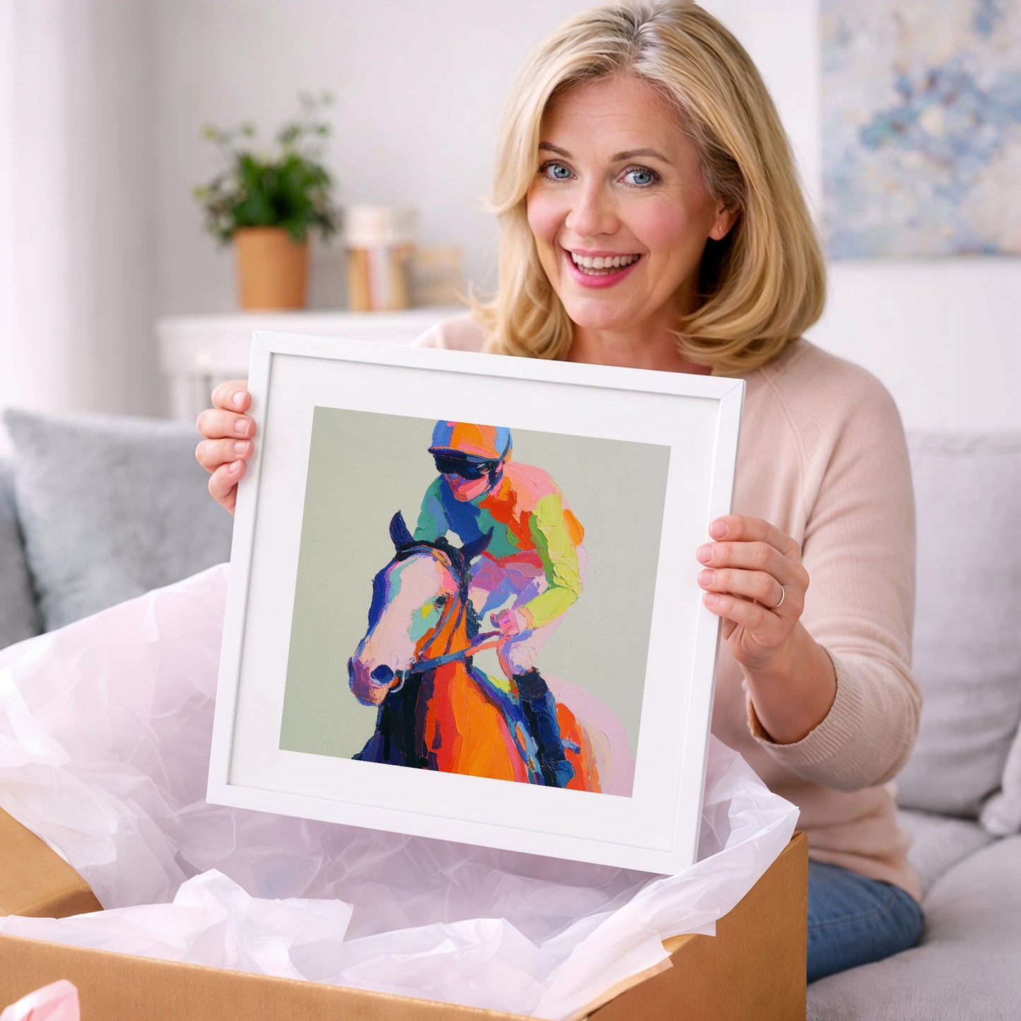 The Vibrant Sprint - racing horse art gift idea for horse lovers