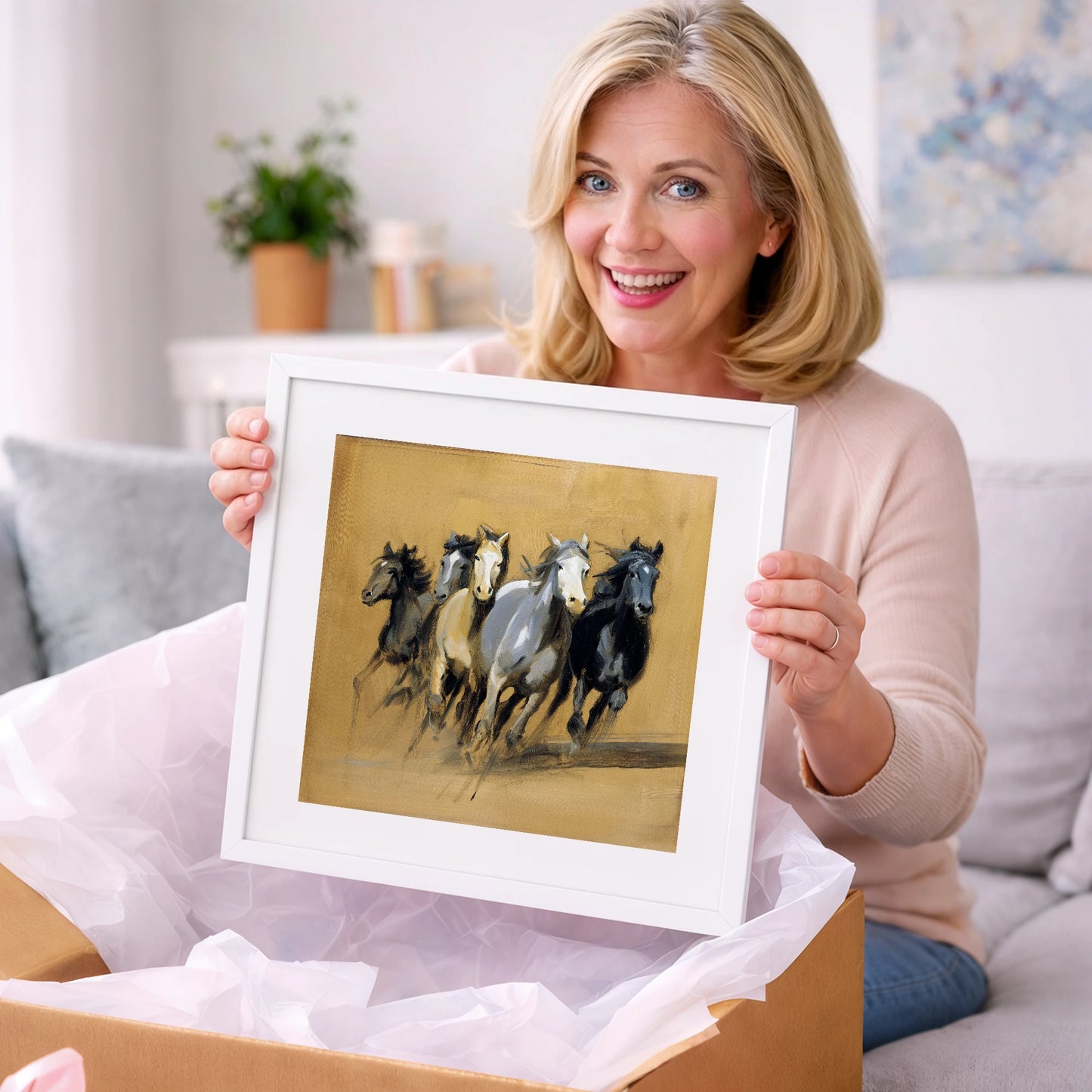 Thunder Through The Dust - wild horses art gift idea for horse lovers