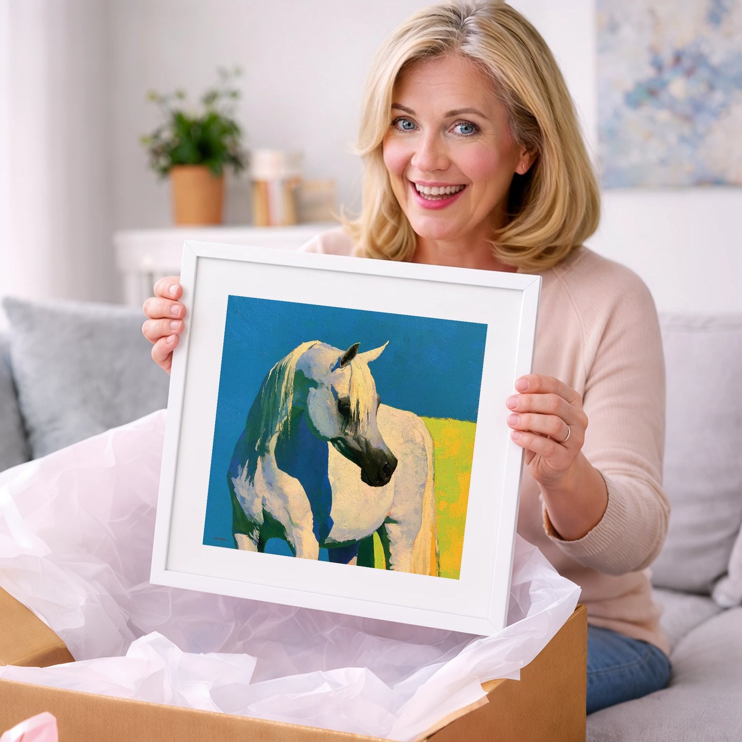 Sunlit Grey Arabian Horse - horse breed art gift idea for horse lovers