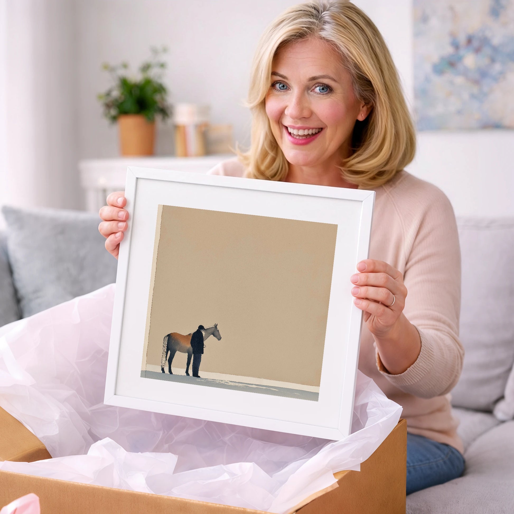 Stillness Together - horse & rider art gift idea for horse lovers
