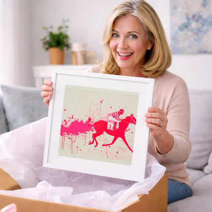Magenta Racing Surge - racing horse art gift idea for horse lovers