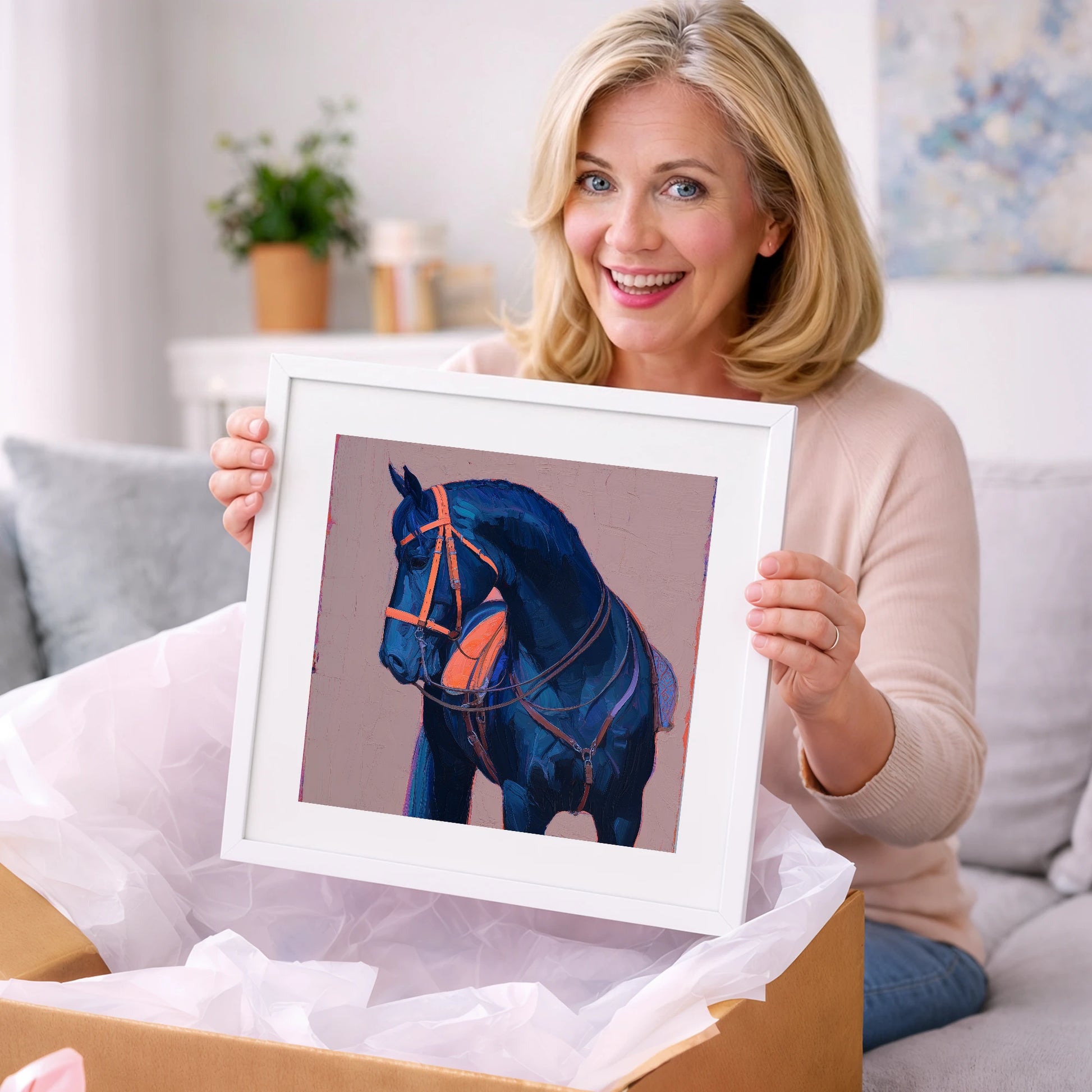 Vibrant Indigo Profile - horse breed art gift idea for horse lovers