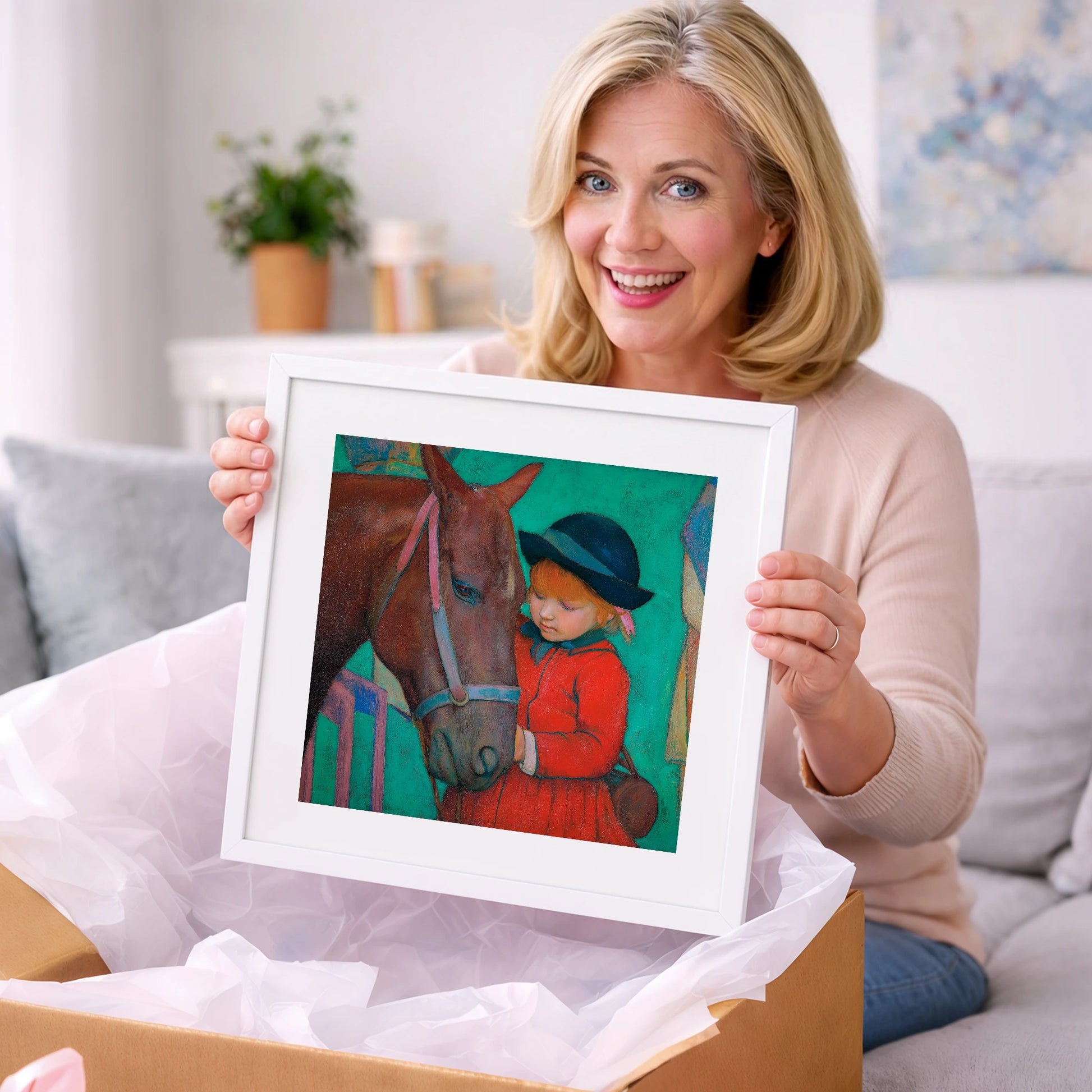 The Gentle Introduction - horse & rider art gift idea for horse lovers
