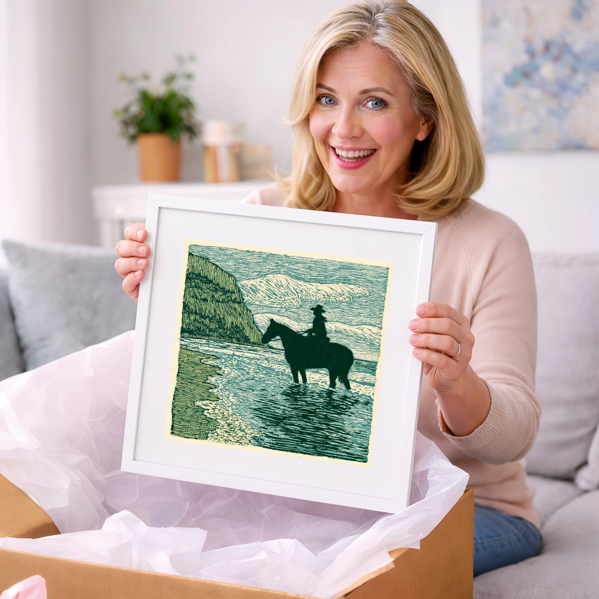 Edge of the Tide - beach horse art gift idea for horse lovers