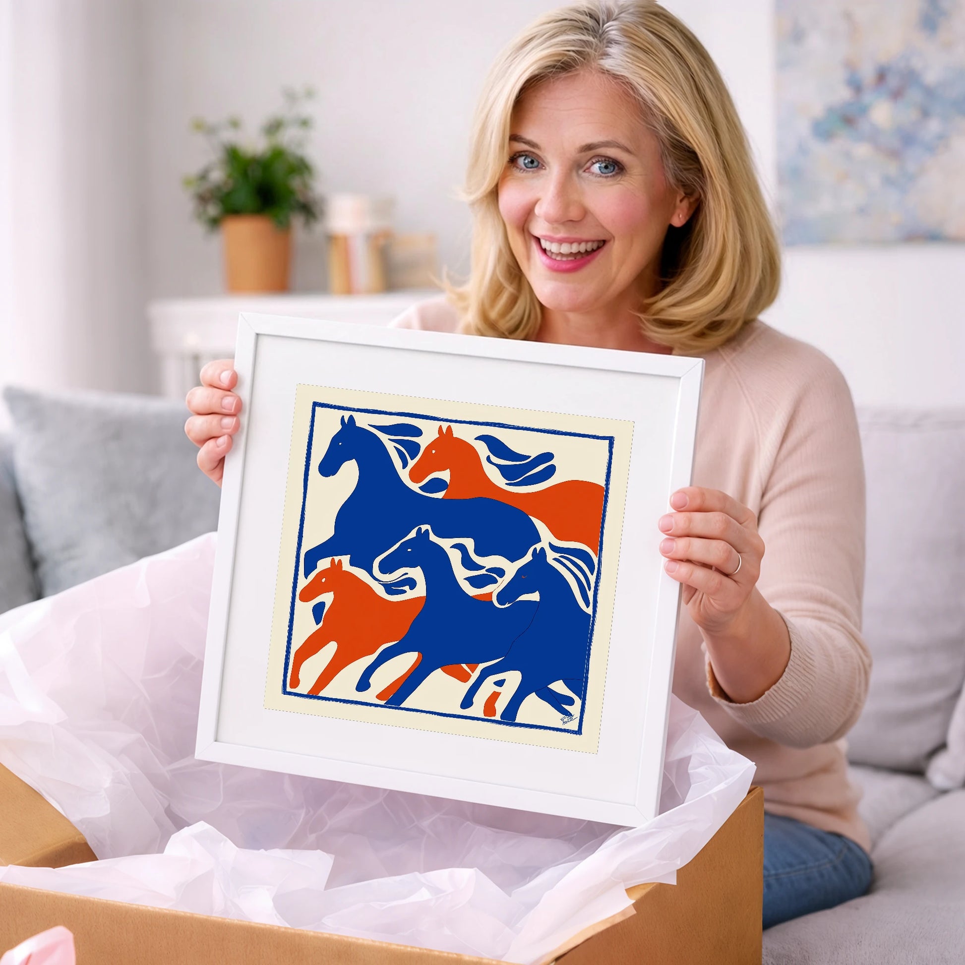 The Cobalt Herd - wild horses art gift idea for horse lovers