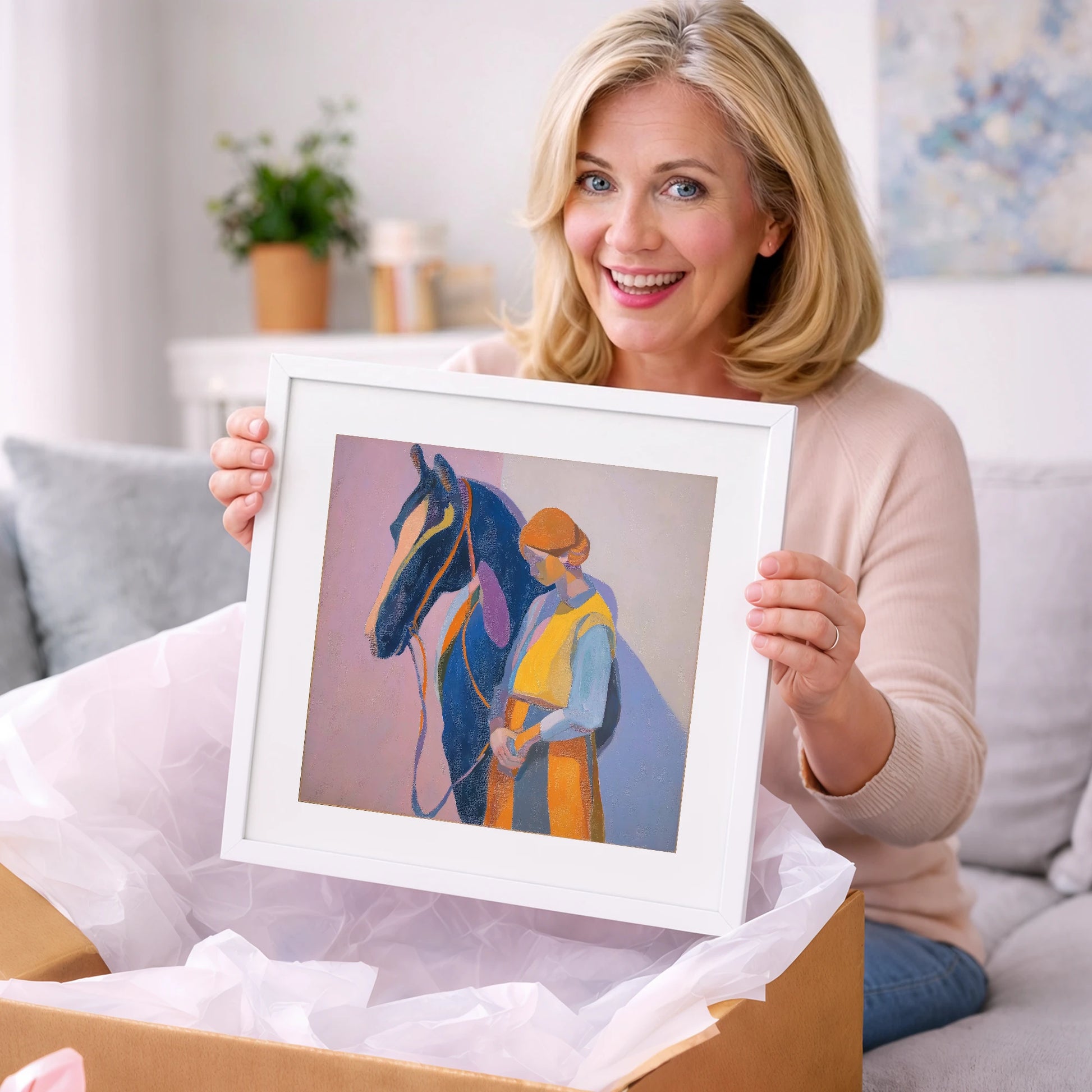 A Quiet Harmony - horse & rider art gift idea for horse lovers
