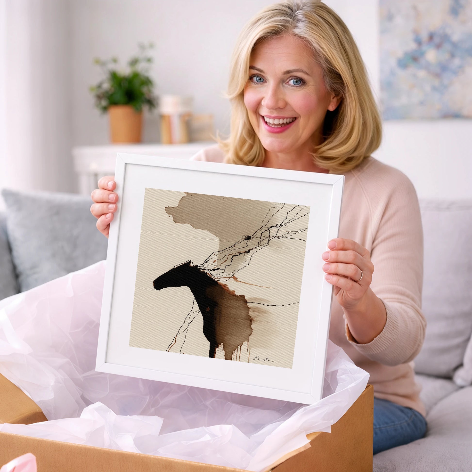 Fluid Sepia Silhouette - horse portrait art gift idea for horse lovers