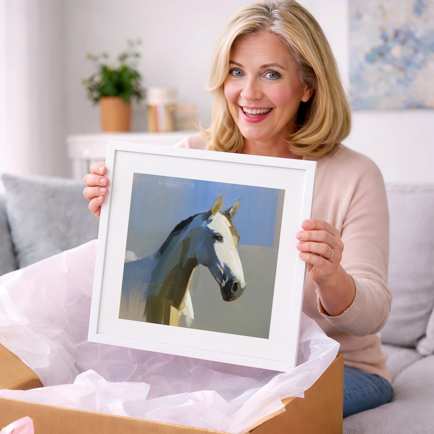 Sunlit Slate Grey - horse portrait art gift idea for horse lovers