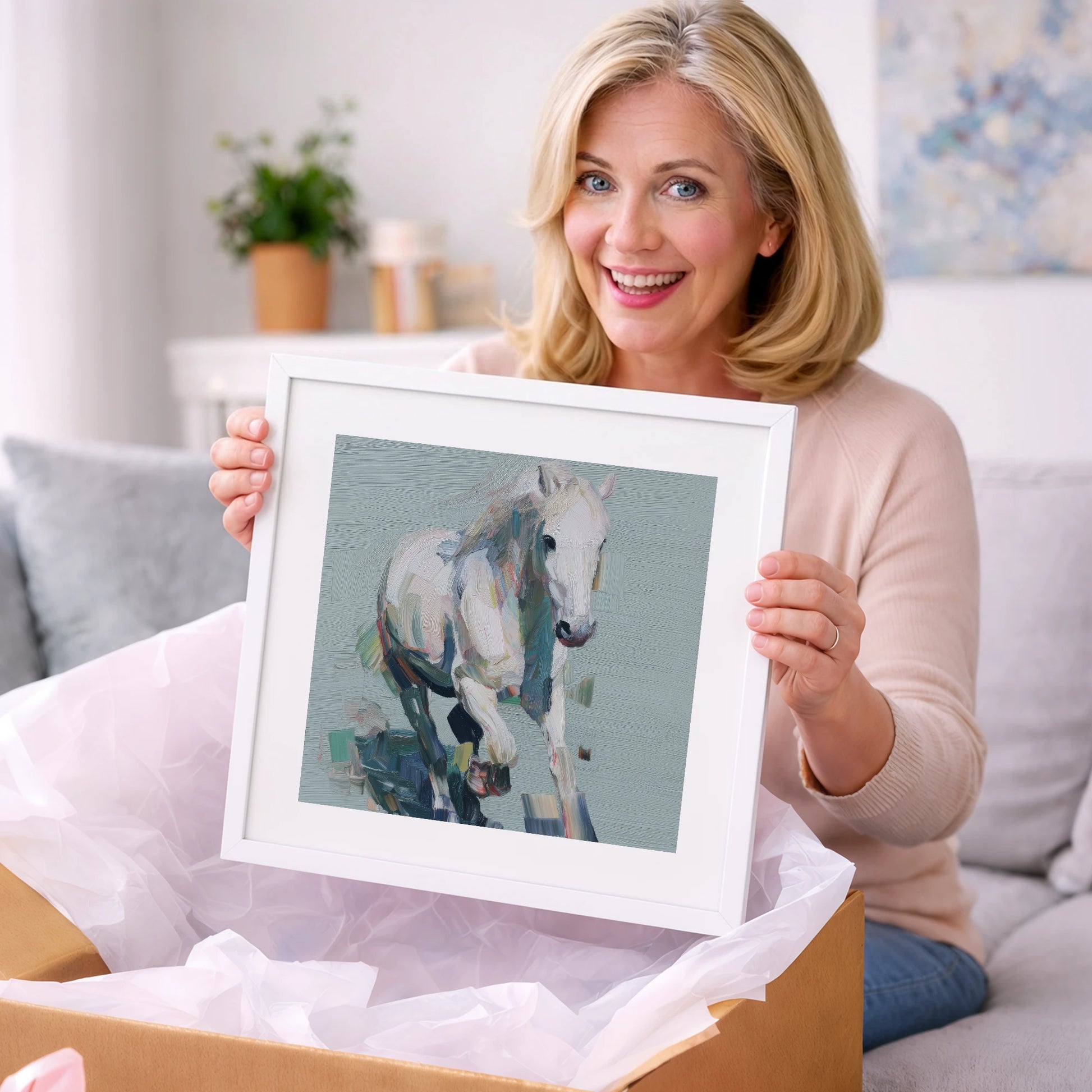 Expressive Grey Canter - horse breed art gift idea for horse lovers