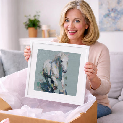 Expressive Grey Canter - horse breed art gift idea for horse lovers