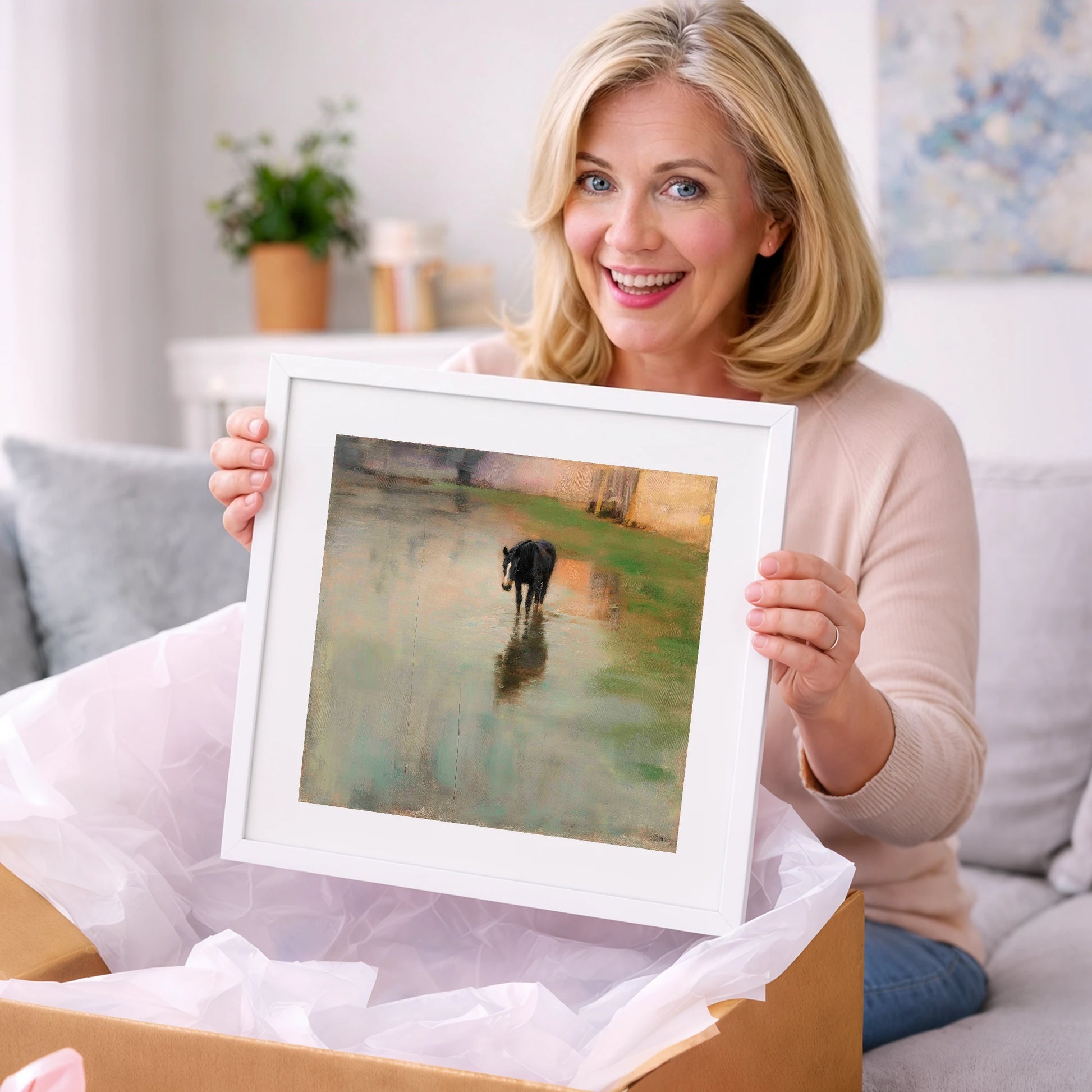 Quiet Reflection - horse landscape art gift idea for horse lovers