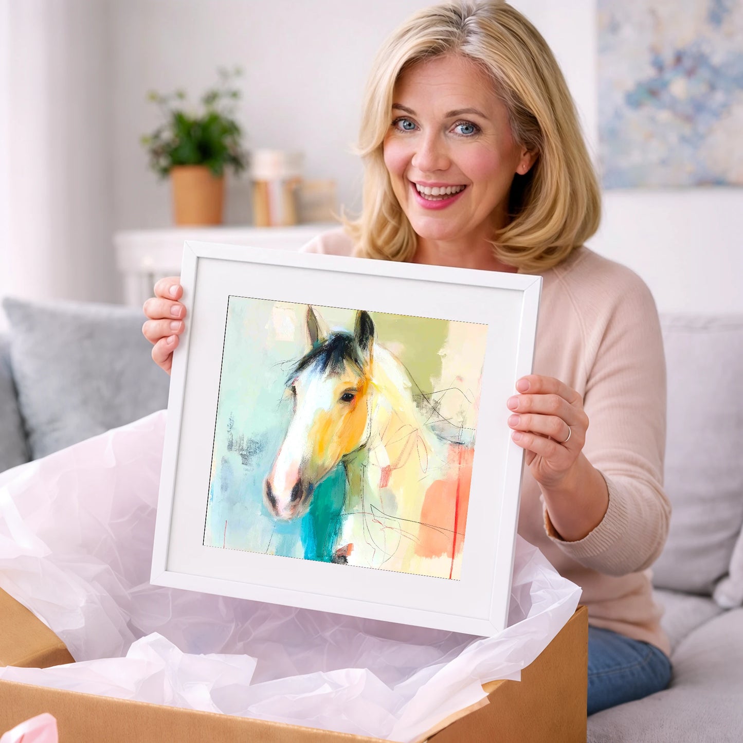Quiet Grace in Ochre - horse portrait art gift idea for horse lovers