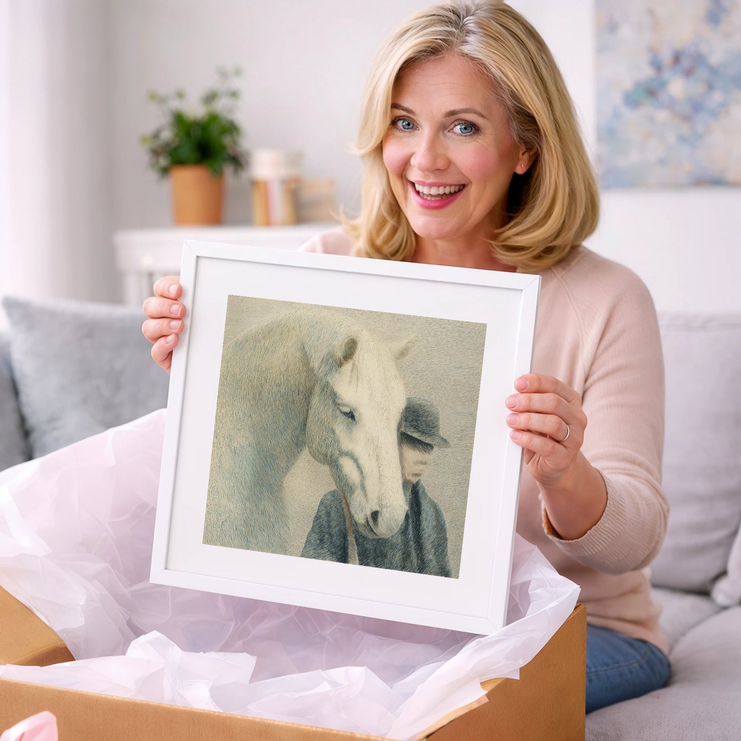A Quiet Understanding - horse & rider art gift idea for horse lovers
