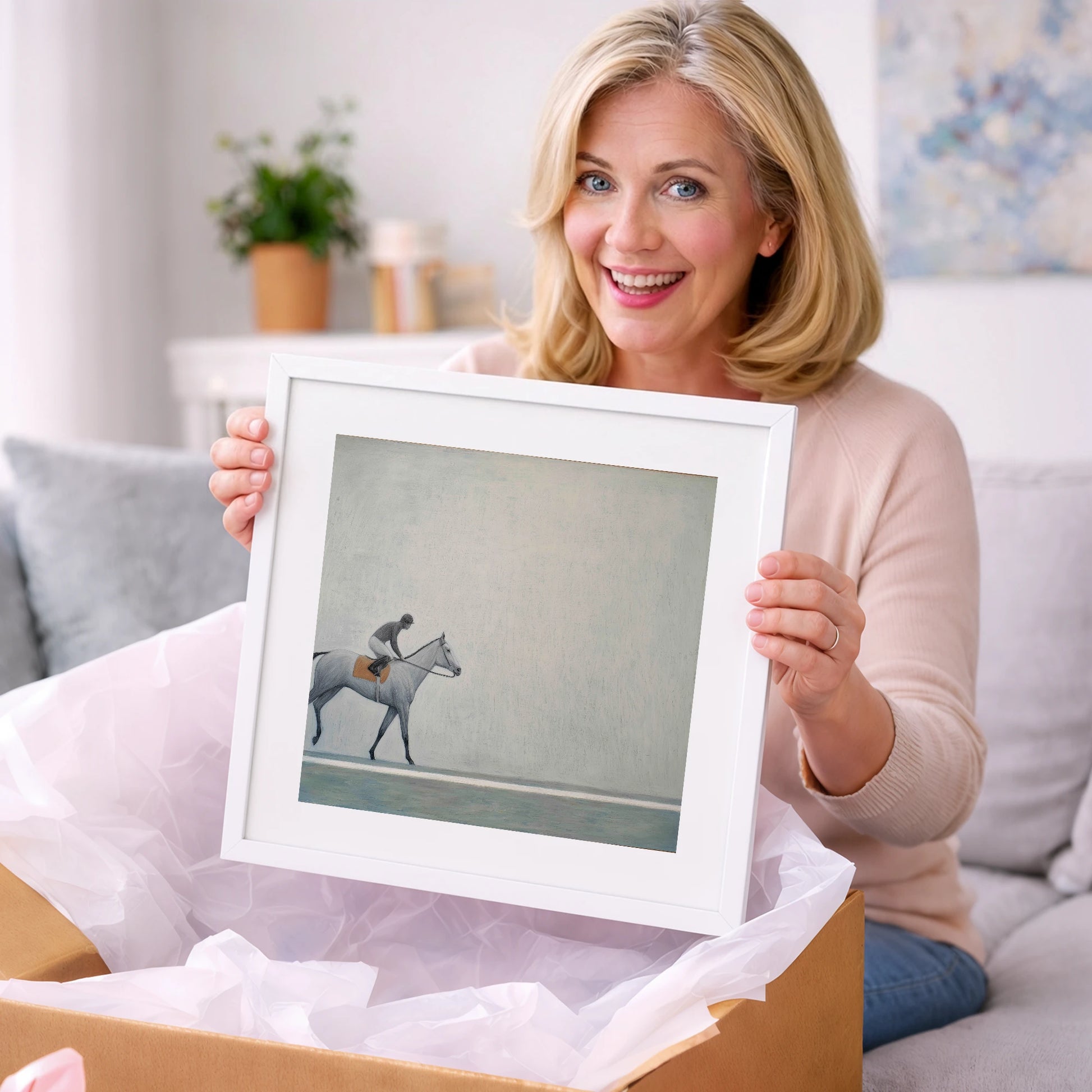 Silent Stride - racing horse art gift idea for horse lovers