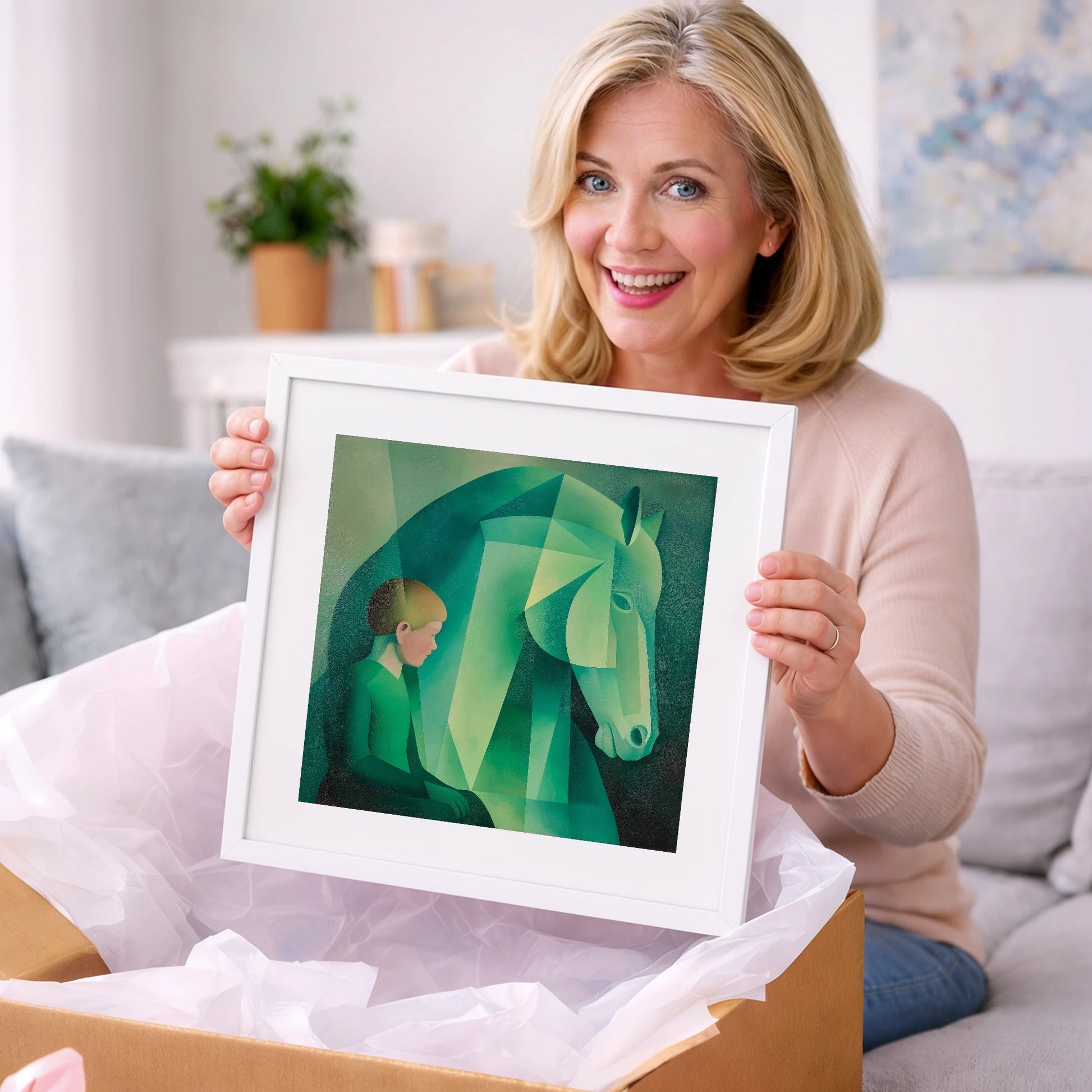 Emerald Equine Connection - horse & rider art gift idea for horse lovers