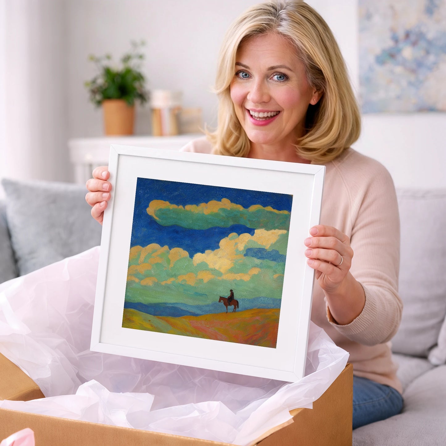 Beneath the Vibrant Heavens - horse landscape art gift idea for horse lovers