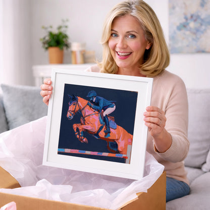 Vivid Flight - show jumping horse art gift idea for horse lovers