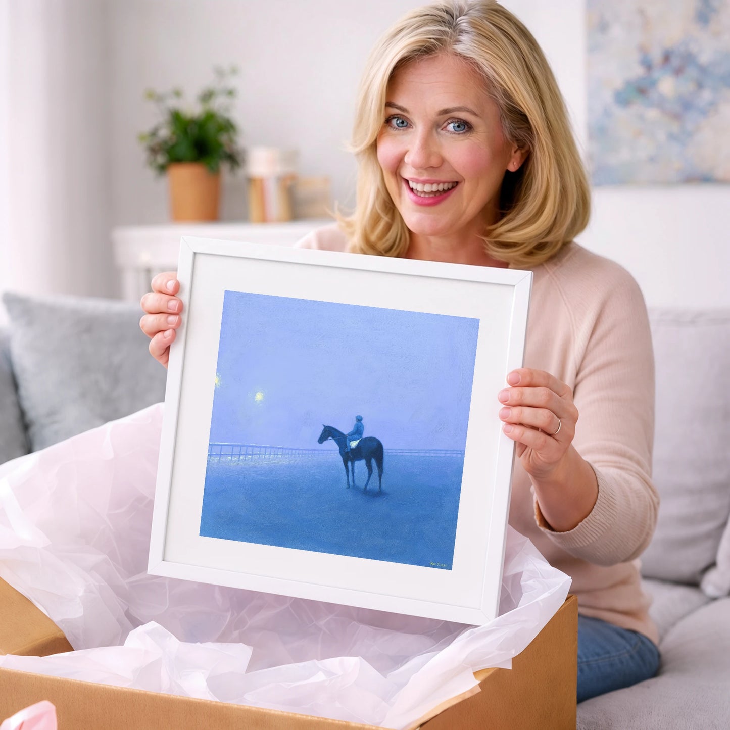 Dawn on the Gallops - racing horse art gift idea for horse lovers