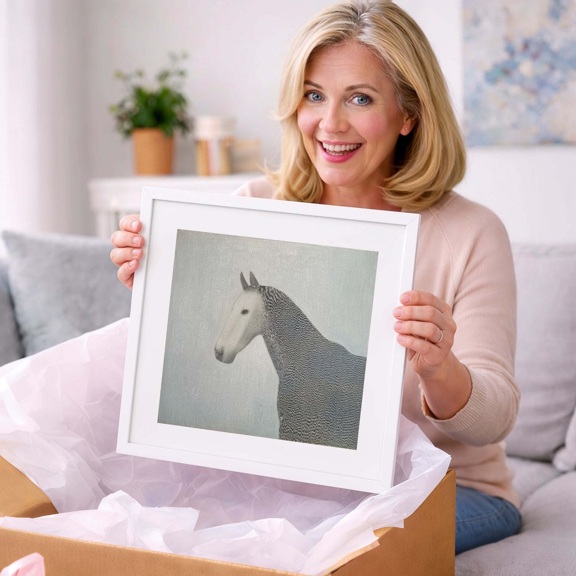 Linear Elegance - horse portrait art gift idea for horse lovers