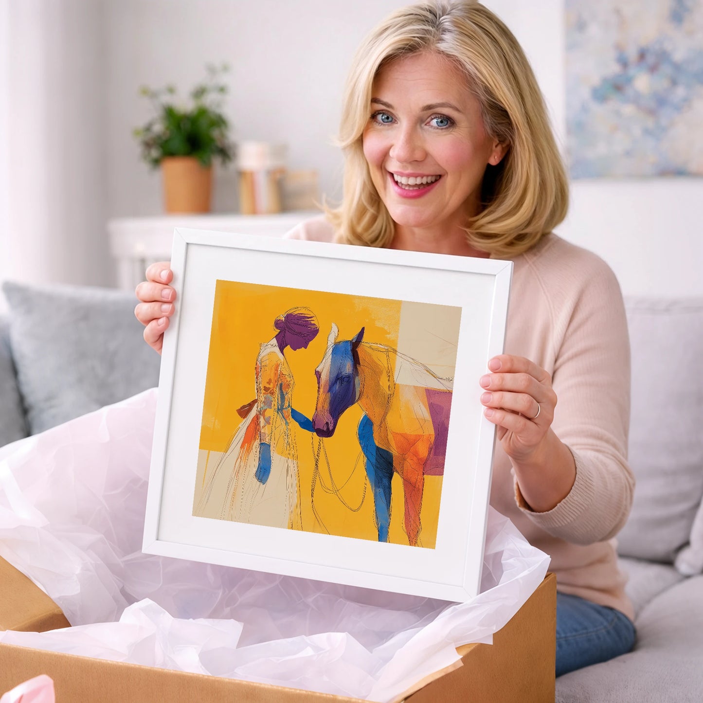 Vibrant Connection - horse & rider art gift idea for horse lovers