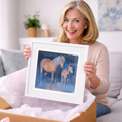 Cobalt and Apricot - mare & foal art gift idea for horse lovers