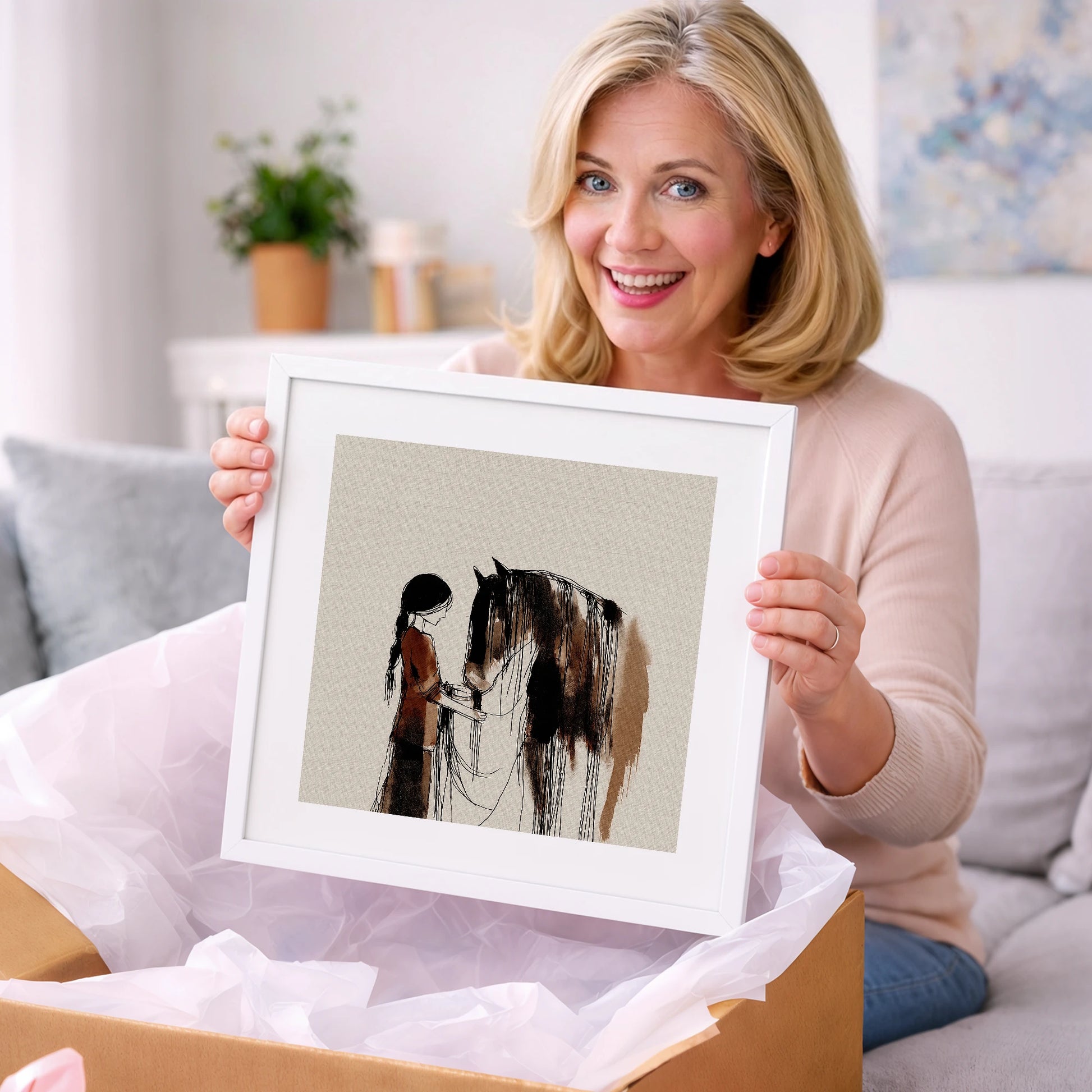 A Quiet Understanding - horse & rider art gift idea for horse lovers