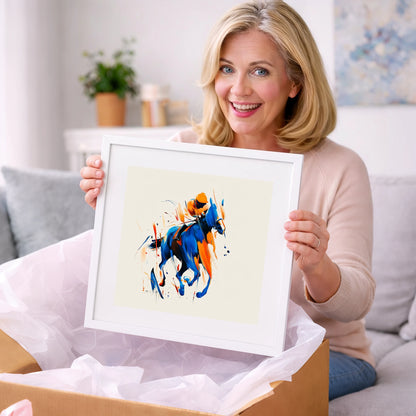 Velocity in Cobalt - racing horse art gift idea for horse lovers