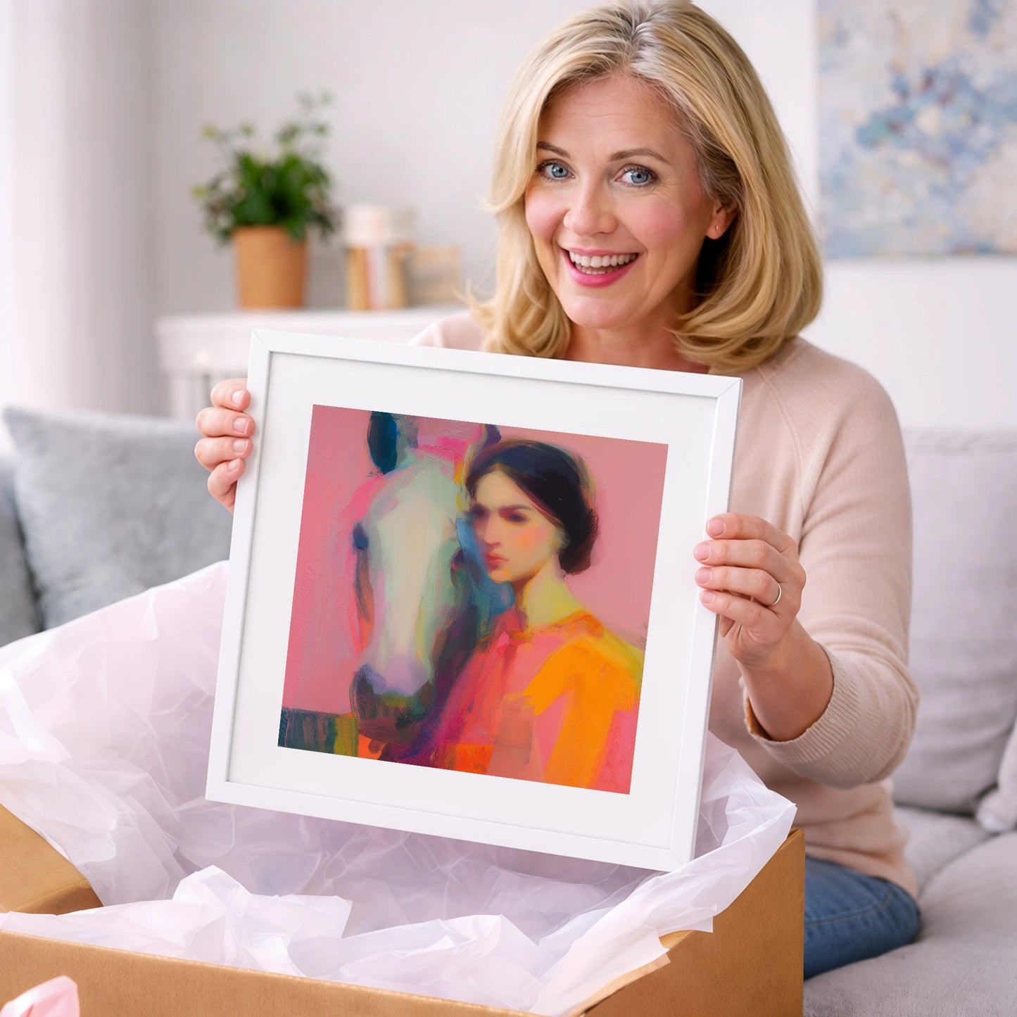 Vibrant Connection - horse & rider art gift idea for horse lovers