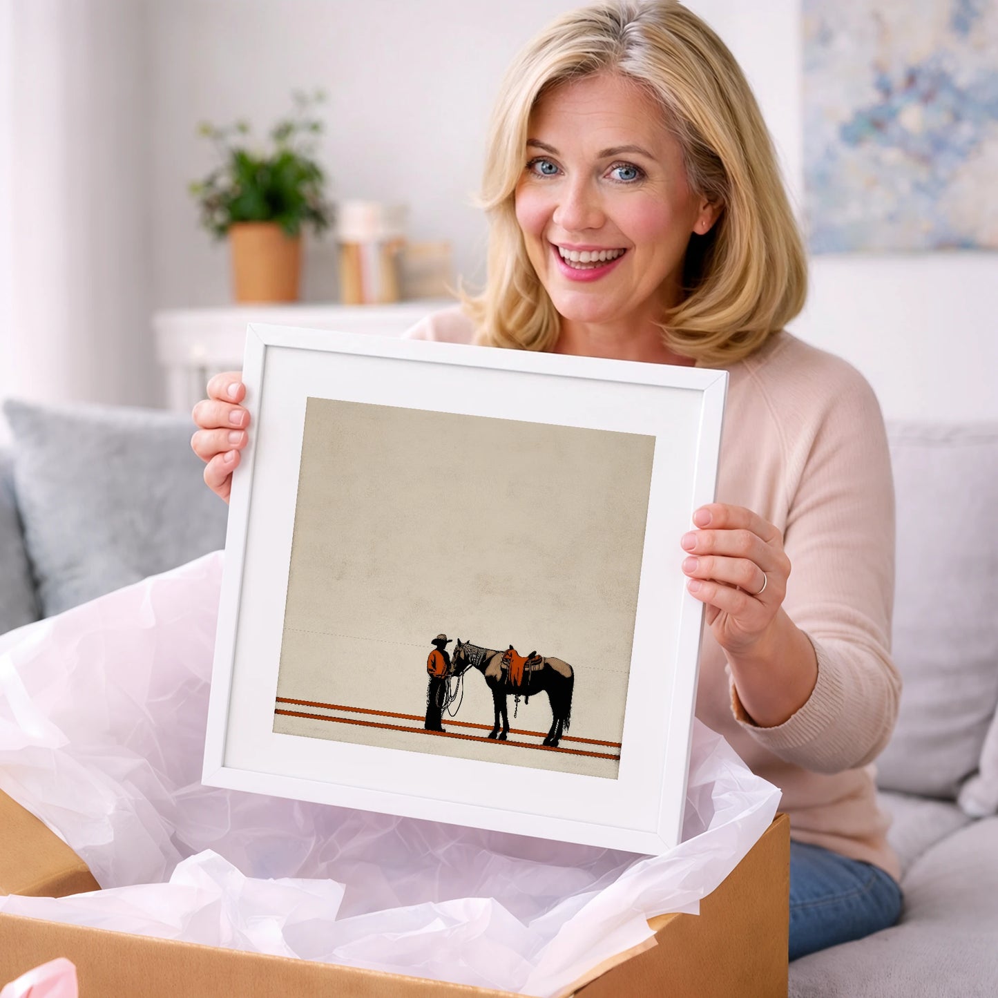 The Quiet Horizon - western horse art gift idea for horse lovers